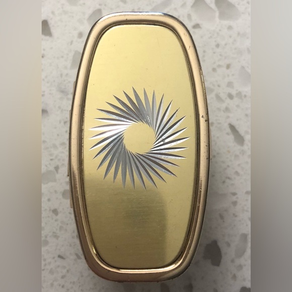 Vintage Other - 1950s Vintage Lipstick Holder with Flip up Mirror Gold Tone with Etching